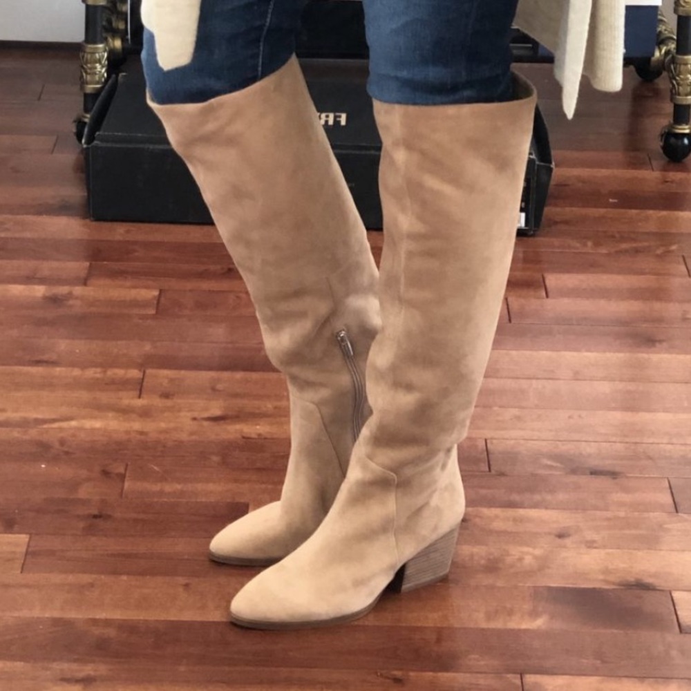 Vince Camuto Black Suede Leather Nestel Tall Knee High Boot